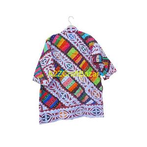 Vêtements pour femmes indiennes, cadeau, veste d'hiver en coton pur, faite à la main, travail de broderie Kantha, matelassée, multicolore, vestes à broderies - Product Image 5
