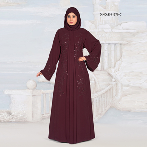 Abaya à panneaux brodés Tissu Nida de qualité supérieure |   Vêtements modestes longueur entière - Product Image 2