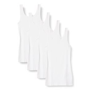 Camisetas sin mangas blancas para mujer, de punto, cuello redondo, algodón, transpirables, longitud regular, paquete de 4, más vendidas. - Product Image 1