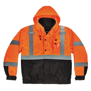 Chaquetas de invierno Hi Viz para ropa de trabajo resistente Color naranja impermeable 100% poliéster con diseño de Flash Stipes Servicio OEM - Product Image 2