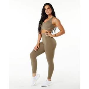 Tissu tricoté sans couture 51% Polyamide 38% Polyester 11% élasthanne taille haute fuselée pas doré Legging sans couture pour femmes - Product Image 5