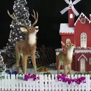 Decoración eléctrica grande de ciervo realista Animatronic Reno Felpa Decoraciones de tamaño real Reno de Navidad animado