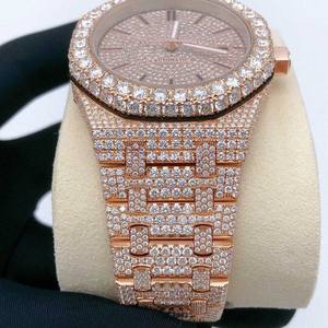 Famoso estilo VVS Moissanite Rose Gold Tone Automático Mecánico Iced Out Hip Hop Diamante Reloj de pulsera Moda de lujo de la India - Product Image 4