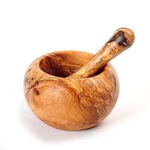 Large wooden <b>mortar</b> <b>pestle</b> ideal for grinding generous quantities of spices herbs seeds mixtures comfortably - Product Image 6