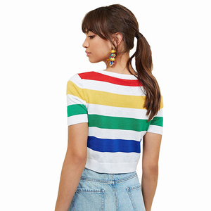 Camisetas Cortas de Manga Corta con Diseño de Rayas de Colores del Arcoíris a Precio Razonable, Camisetas Cortas de Moda de Verano para Exteriores - Product Image 2