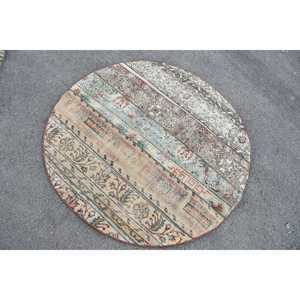 Tapis vintage, tapis turc 4,2x4,2 pieds, tapis oriental en laine brun-rouge - Product Image 4