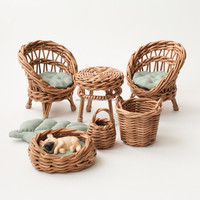 Meilleures ventes Maison de poupée en rotin Meubles de poupée en rotin Meilleures ventes Chaises de poupée en rotin pour enfants Jouet dans la chambre d'enfant Fait à la main