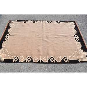 Alfombra de lana turca Vintage negra Beige clásica 4m X 7,1 pies nueva sala de estar patrón de retazos rectangulares con respaldo de látex - Product Image 3