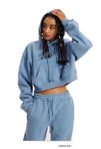 Meilleur sweat à capuche de haute qualité pour femmes 100% coton Street Style à épaules tombantes Technique de lavage à l'acide avec logo personnalisé pour l'hiver - Product Image 4