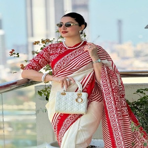 Indian Soft <b>Satin</b> Silk Saree for Women Designer with Exclusive <b>Blouse</b> No Printing in Stock - Product Image 1