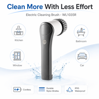 Nettoyeur électrique sans fil 1200 mAh, étanche IPX5, avec têtes en nylon, brosse de nettoyage pour salle de bain, évier, sol, carrelage, cuisine, usage domestique