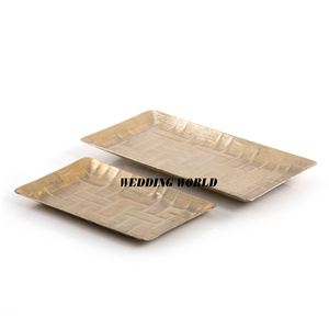 Ensemble de deux plateaux de service en métal plaqué argent, plateau de service de luxe pour table, plateau de service en métal de haute qualité et élégant - Product Image 2