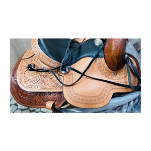 Juego de sillín de caballo de barril occidental de alta calidad, tambor marrón, cuero teñido, asiento acolchado negro, hecho a mano, más vendido, plástico al por mayor - Product Image 2