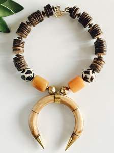 Accesorios recién llegado collar de cuerno de buey de búfalo pulido estilo Animal hueso joyería diseño Natural cuentas mujeres niñas boda - Product Image 2