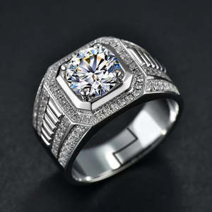 NOVAMART Fine Elegant <b>Silver</b> <b>Ring</b> for <b>Men</b> Hallmarked with Classic Diamond Fashionable Inlay Casual Trendy Style Free Size Perfec - Product Image 1