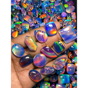 Aurora <strong>Opal</strong> and Crystal Quartz <strong>Doublet</strong> Unique Blue Natural Gemstone Lot High Quality Moissanite Rainbow Aurora <strong>Opal</strong>