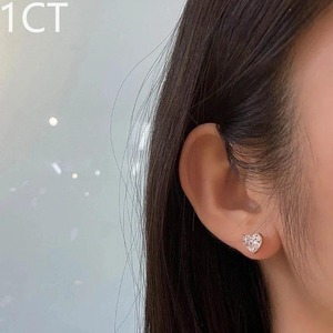 Boucles d'oreilles clous solitaires en forme de cœur tendance avec diamant moissanite VVS plaqué or argent 925 pour femmes à bas prix - Product Image 3