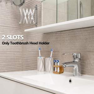 Porte-brosse à dents en bambou, support de rangement en bambou autoportant pour têtes de recharge 2/3/4, support de tête de brosse à dents électrique en bambou - Product Image 5