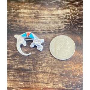 Broche Navajo Hecho a Mano con Incrustaciones de Piedras Variadas y Plata de Ley, Diseño de Lagarto, para Regalo, con Turquesa como Piedra Principal - Product Image 5