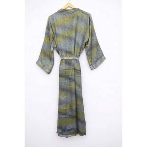 New Arrival Long Silk Kimono Stylish Maxi Dress Nightgown Bathrobe Floral Boho Pattern Summer Beach Cover-Up <b>Bridal</b> Occasions - Product Image 6