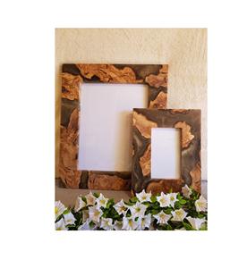 Handcrafted for Wood Resin <b>Photo</b> <b>Frame</b> Modern Home Decor Rustic Wall Table Display <b>Gift</b> <b>Wedding</b> Anniversary Office Bedroom - Product Image 1