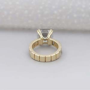 Asscher Cut <b>Diamond</b> Engagement <b>Ring</b> with Baguette <b>Diamond</b> Band-IGI Certified-<b>Diamond</b> <b>Rings</b> - Product Image 4