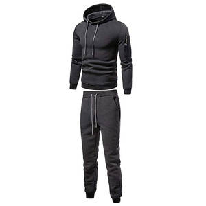 Survêtement décontracté pour hommes, ensemble de 2 pièces, sweat à capuche, athlétique, confortable, survêtement uni, vêtements de bonne qualité - Product Image 1