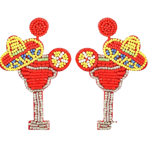 Pendientes de cuentas de semillas Pendientes hechos a mano bordados con forma de gota multicolor de la India Joyería de moda para mujeres y niñas - Product Image 1
