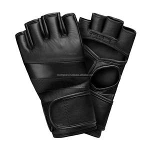 Custom Brand Leather MMA Gloves Breathable Lightweight Non-Slip Adjustable Wrist Strap <b>Hook</b> Loop Closure Sparring Training OEM - Product Image 1