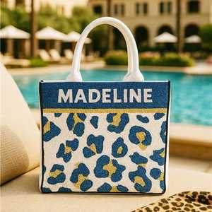Fourre-tout perlé personnalisé, fourre-tout de mariage personnalisé, sac de perles florales, sac de mariage personnalisé, cadeau de demoiselle d'honneur, fourre-tout floral bleu, - Product Image 5