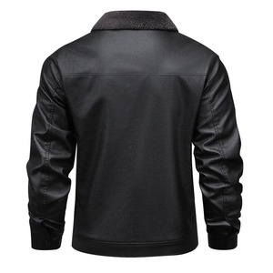 Chaqueta de Cuero Sintético para Hombre Otoño Invierno, Abrigo de Motociclista Negro con Cortavientos, Ropa de Calle Moderna, Estilo Motero Informal - Product Image 2