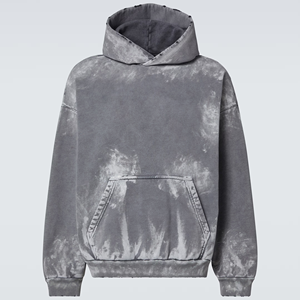 Venta al por mayor personalizable lavado Casual Regular Fit Street Wear Color gris Sudadera con capucha para los hombres de mezcla de algodón - Product Image 1