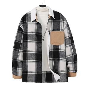 Casual Plaid Flannel <b>Shirt</b> <b>Button</b> Down Lapel Collar Knit Polyester Spring Fall Regular Fit OEM Manufacturer - Product Image 1