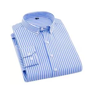 เสื้อเชิ้ตแขนยาวสำหรับผู้ชาย, เสื้อลำลองธุรกิจผ้าฝ้ายทรงหลวมย้อมสี100% - Product Image 4