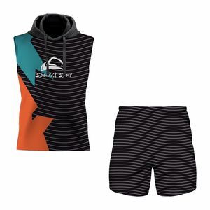 Two Piece Cotton <b>Mens</b> Sleeveless <b>Hoodie</b> <b>and</b> <b>Short</b> <b>Set</b> Oversized Clothes <b>and</b> <b>Shorts</b> <b>Sets</b> for <b>Men</b> WITH SUBLIMATION - Product Image 5