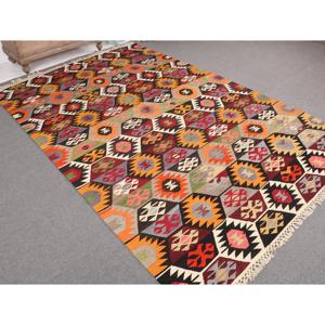 Tapis turc vintage 6,1 x 9,4 pieds, grand tapis, kilim orange, tapis du sud-ouest - Product Image 1