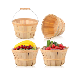 Vente en gros à bon prix panier de récolte rond en bois naturel panier de jardin organisation de stockage fabriqué au Vietnam - Product Image 1