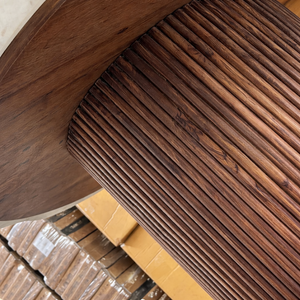 SORA Mango Wood <b>Dining</b> <b>Table</b> Marble <b>Top</b> | Japandi Round <b>Dining</b> <b>Table</b> Living Room Furniture Ribbed Base Luxury Design - Product Image 4