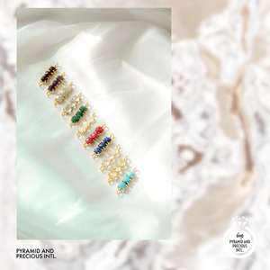 Pulsera personalizada Granate Piedra DE NACIMIENTO 925 Pulsera de cadena de plata esterlina Juego de tres puntas de piedras preciosas Charm Connector Bracelet - Product Image 3