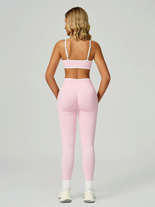 Ensemble de vêtements de sport décontractés pour femmes, écologiques, à séchage rapide, leggings de sport taille haute, soutien-gorge de sport, motif uni, tenue de yoga - Product Image 3