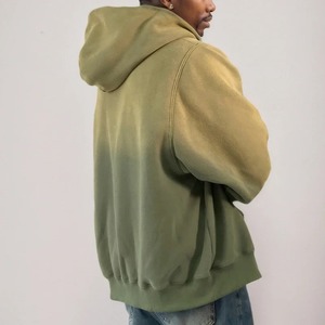 Alta calidad de peso pesado en blanco 80% Algodón de gran tamaño americano Retro Baggy Acid Wash Sun Faded Two Way Zip Up Zipper Hoodie hombres - Product Image 1