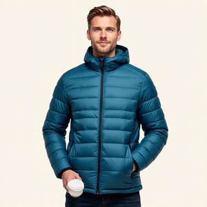 Haute qualité hommes col montant fermeture éclair rembourré vestes automne hiver épais chaud matelassé rembourré bouffant veste mâle - Product Image 5