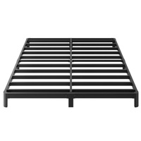 Cadre de lit en fer réglable moderne avec tête de lit et rangement sous le lit, montage facile, idéal pour appartement, noir