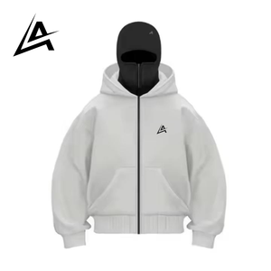 Sweat-shirt sport à capuche double en coton et polyester pour homme, coupe ample, fermeture éclair, poids lourd, vente en gros Aifran - Product Image 1