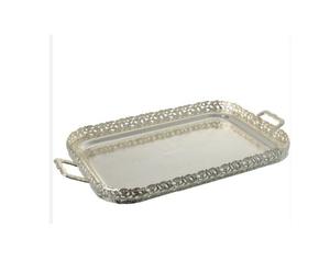 ถาดเสิร์ฟสเตนเลสสตีลงานแฮนด์เมดถาดเสิร์ฟเคลือบผงโลหะสีขาวดีไซน์แฟนซี - Product Image 1