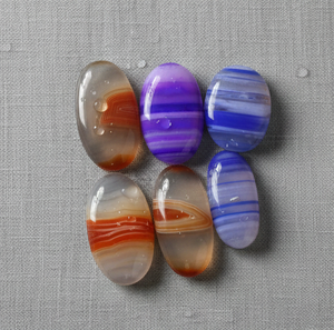 Agate naturelle à bandes, faite à la main, pierre précieuse en vrac de haute qualité, taille libre, cabochons de forme ovale, parfaits pour la cristalthérapie et l'artisanat - Product Image 1