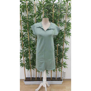 Robe en viscose à manches courtes et col pour femme, 36887 - Vert - Product Image 4