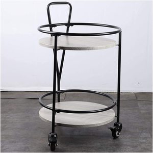 Wooden & metal <b>serving</b> <b>trolley</b> bar cart for home catering hotel restaurant kitchen food <b>serving</b> <b>trolley</b> wine & glasses holders - Product Image 3