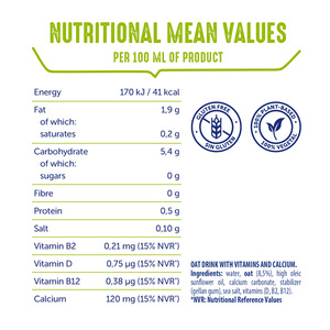 OraSi Bevande Vegetali all'Avena Senza Zucchero per Distributori, Naturalmente Dolci, 1 Litro, 12 Unità - Bevanda Salutare - Product Image 3