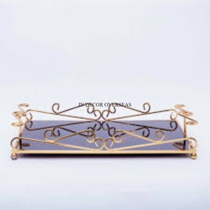 Miroir en forme de rectangle et cadre et base en bois de haute qualité Fruits et chocolats plateau de service fournitures de pièce maîtresse de table - Product Image 4